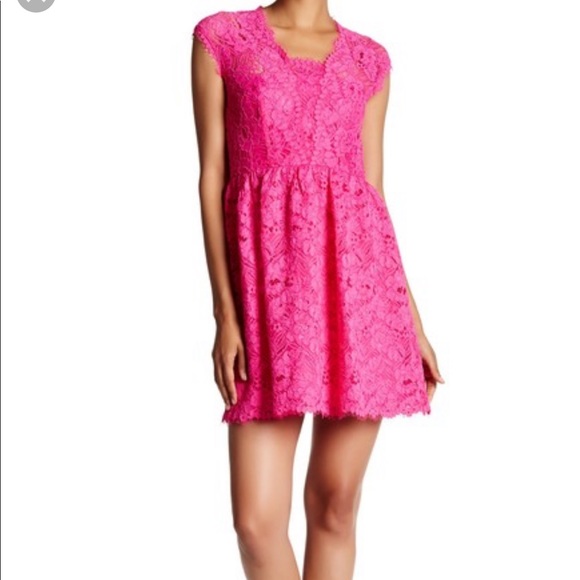 Shoshanna Dresses & Skirts - NWT Hot Pink Fit & Flare Lace Shoshanna Dress sz 0